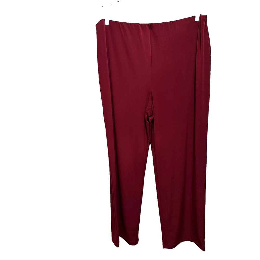 JM Collection‎ Plus Size 1X Wide Leg Comfort Waistband Dress Pants Red Knit